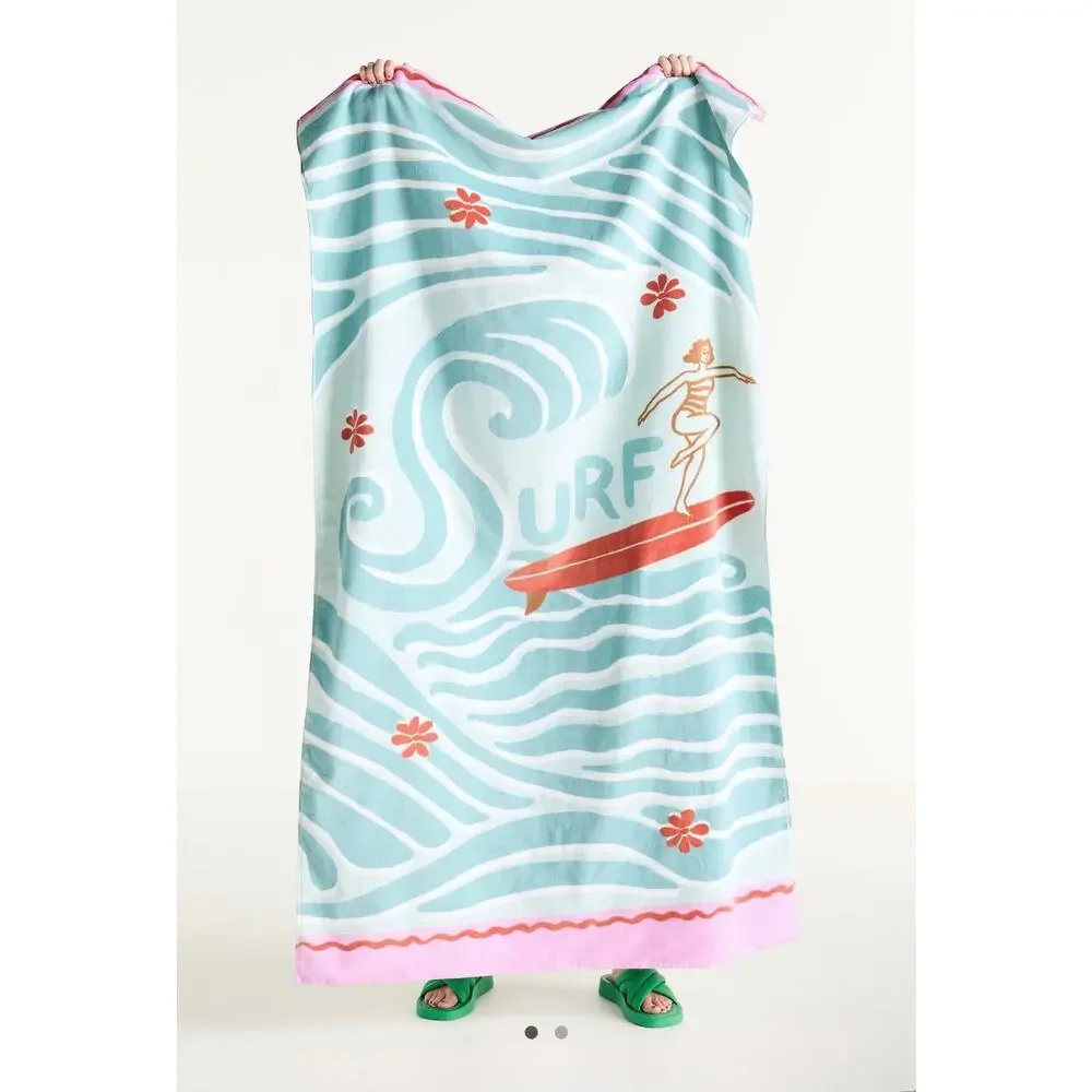 Anthropologie Summer Surf Cotton Printed Beach Towel
